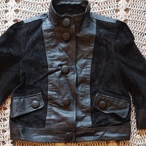 Spiegel Black Leather Jacket with Structured Shoulders